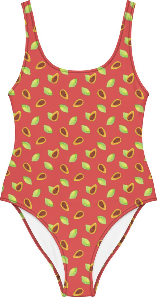 Mr. & Mrs. Panda Schwimmanzug Obst Papaya Größe M - Rot - Geschenk, Badebekleidung, Papayas, Swimsuit, Muster, Bademode, Badeanzug, Strandmode, D...