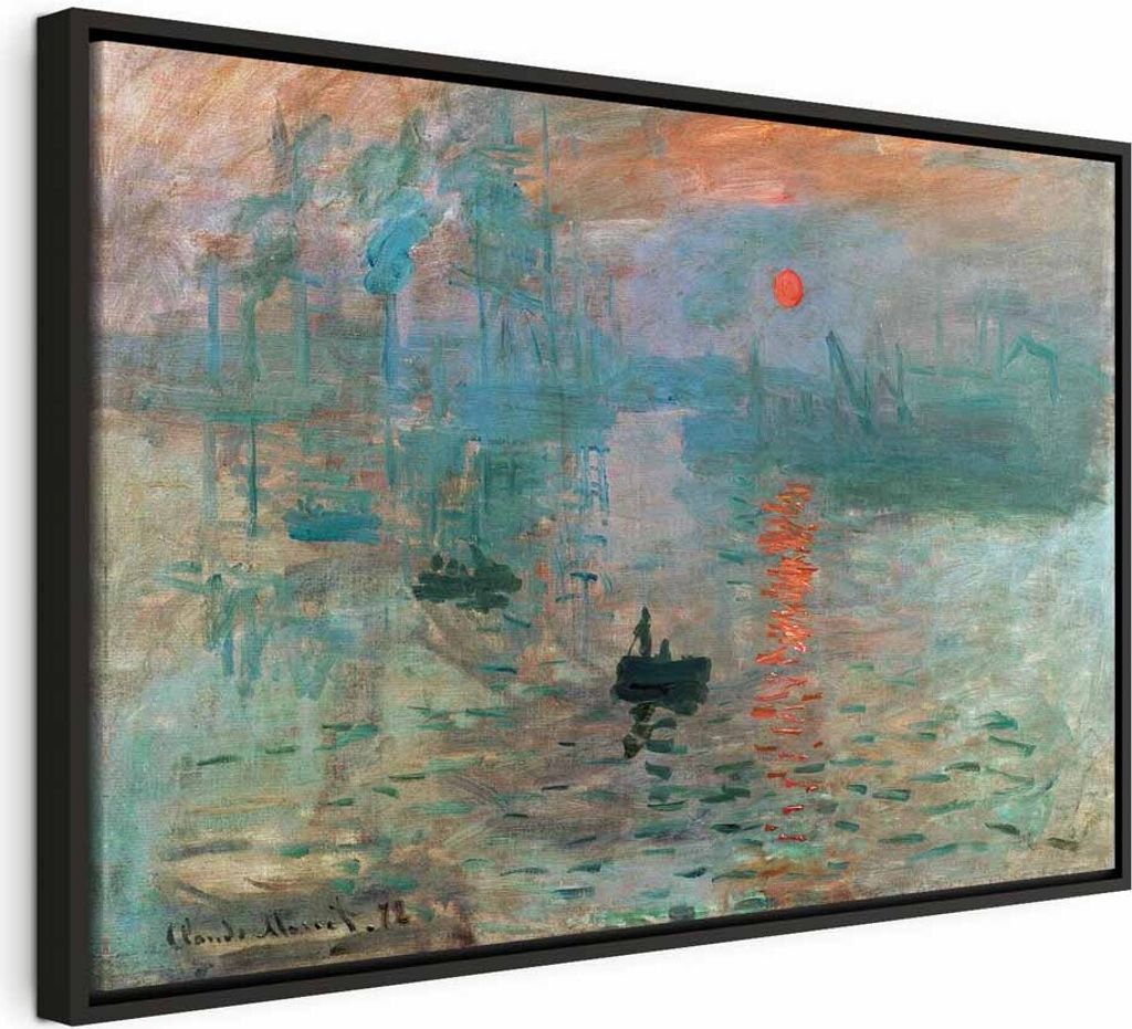 Italienischer Leinwand Leinwandbild - Impression, Sunrise - Claude Monet’s Painted Landscape of the Port 90x60 cm Reproduktionen l-G-10036-b-a