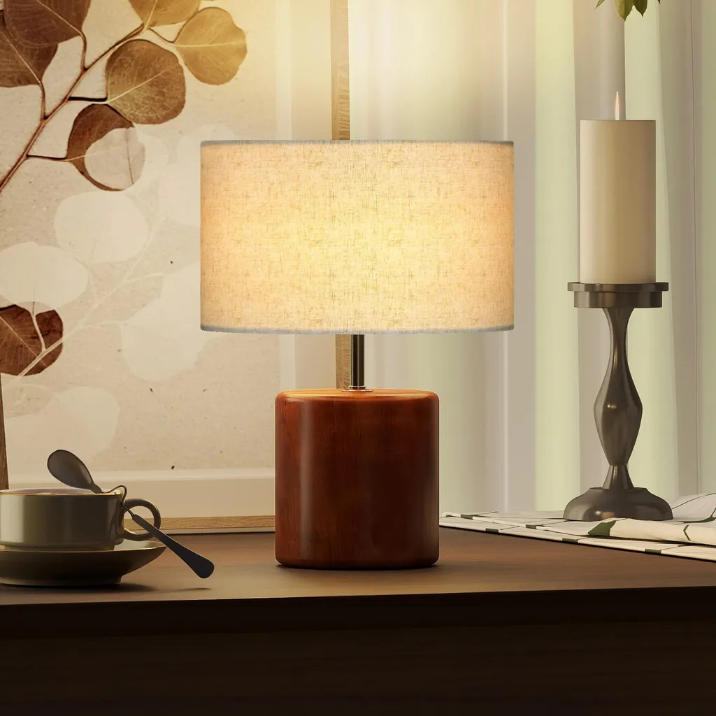 Lampe tactile bois et lin : fini les interrupteurs difficiles E27 - 7