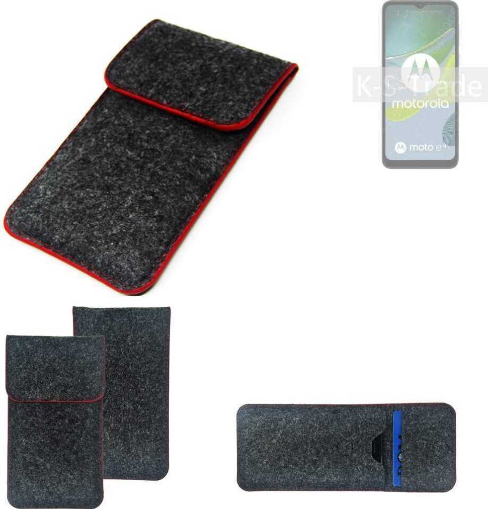 K-S-Trade Handy Schutz Hülle kompatibel mit Motorola Moto E13 Schutzhülle Handyhülle Filztasche Pouch Tasche Case Sleeve Filzhülle dunkelgrau