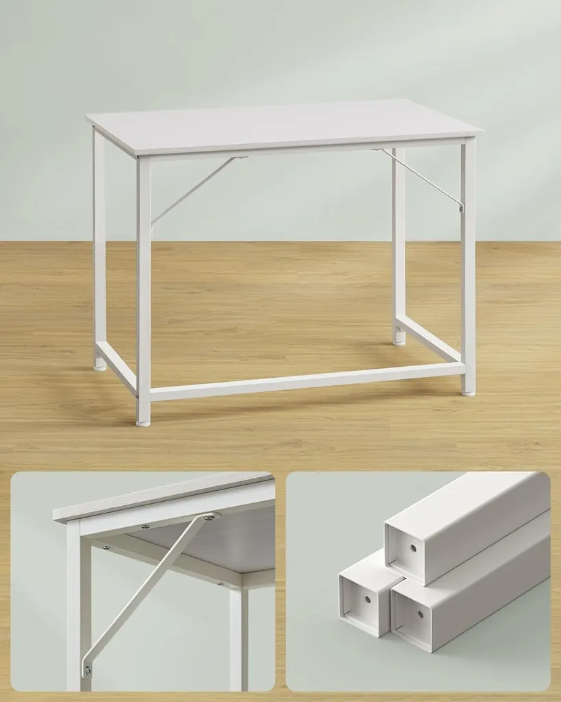 Petite table d'ordinateur moderne 100 cm bureau compact blanc et érable - 4