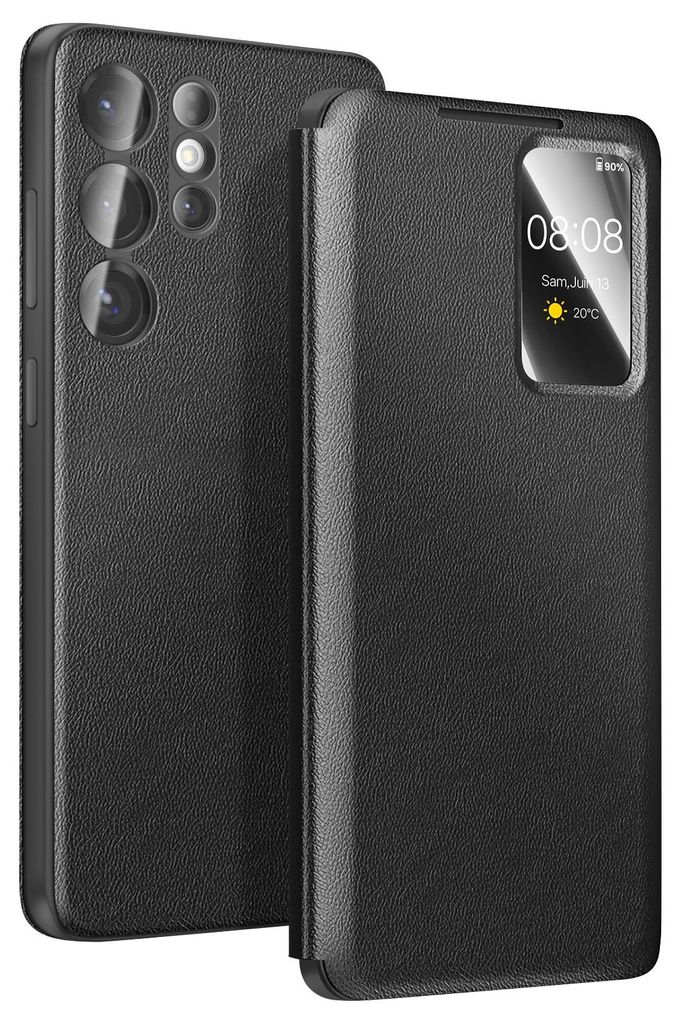 Avizar, Smart View Etui mit Kartenfach für Galaxy S26 Ultra, Schwarz