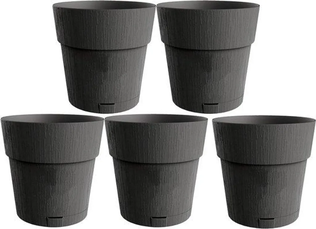 Kit 5 Pots de Fleurs 15cm Anthracite à Arrosage Automatique en Plastique