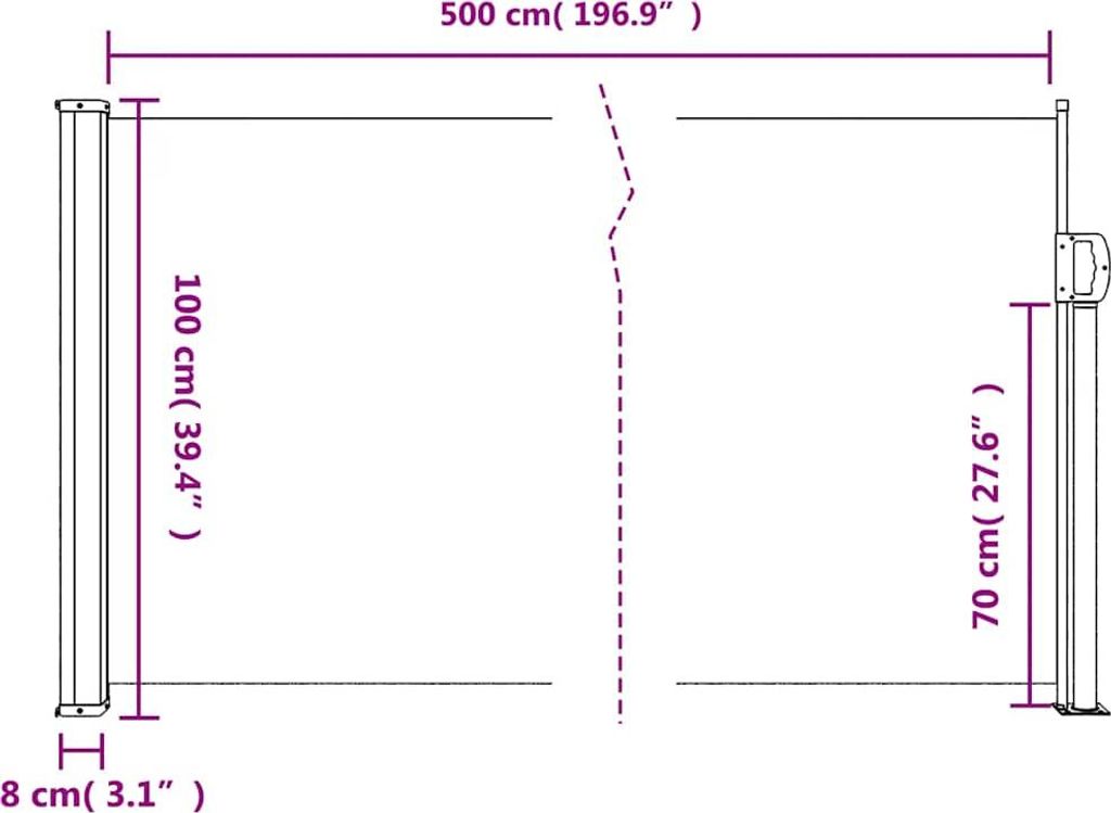 vidaXL Ausziehbare Seitenmarkise Anthrazit 100x500 cm Produktbild 