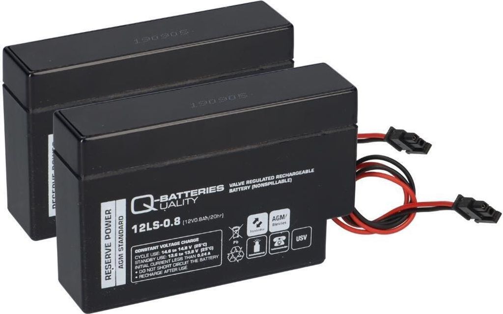 Q-Batteries 2x AGM Blei-Akku 12LS-0.8, 12V 0,8Ah, Produktbild 
