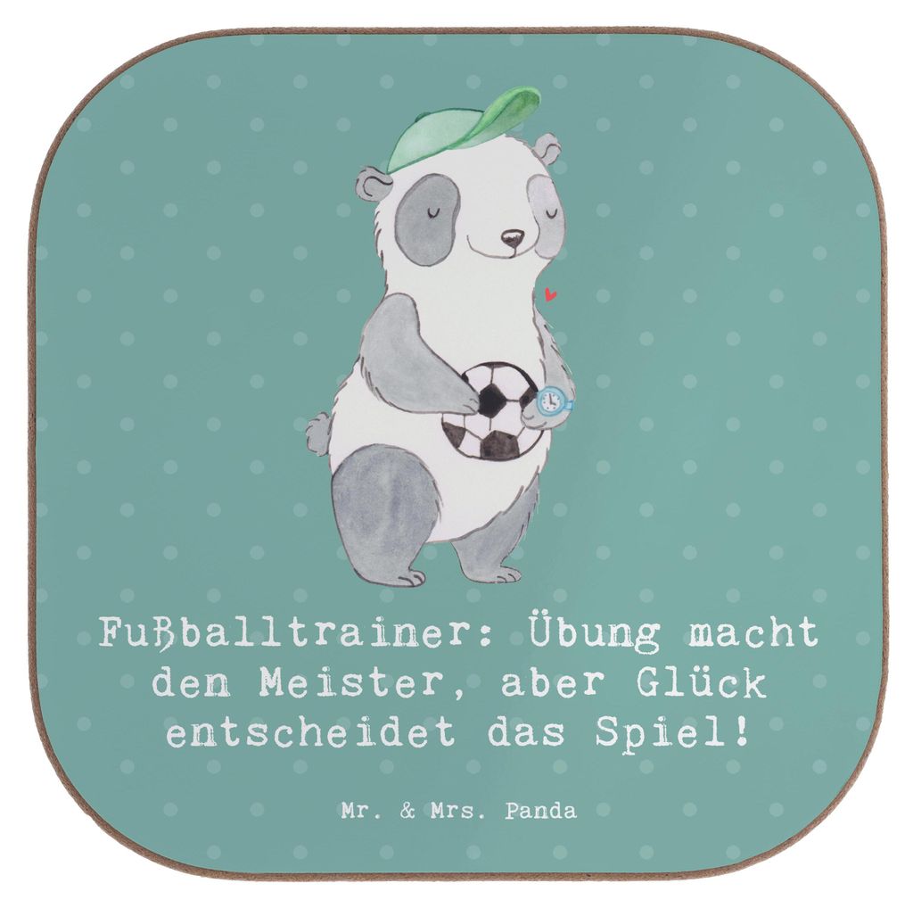 Mr. & Mrs. Panda Tassenuntersetzer Fußballtrainer Erfolgskick - Meeresbrise - Geschenk, Coaster, Beruf, gläseruntersetzer, Geschenke mit Herz, Un...