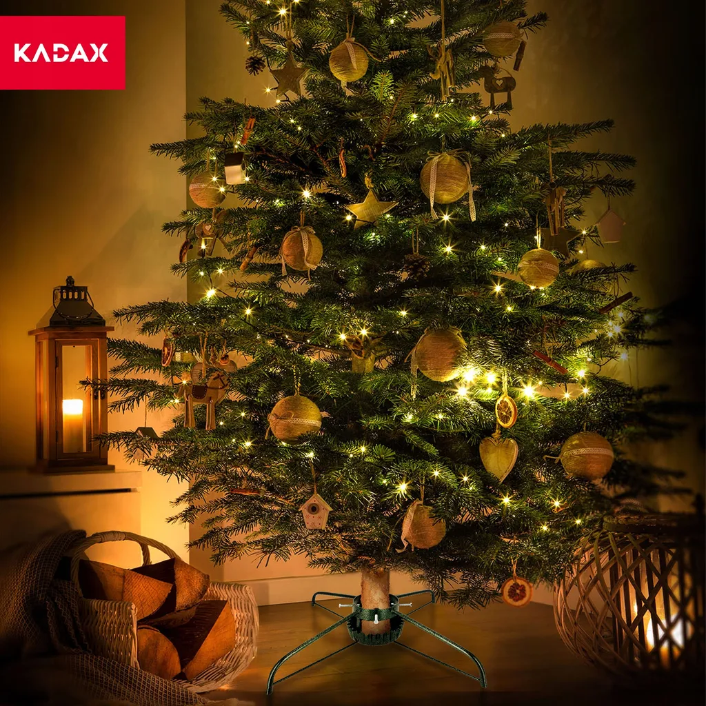 Support sapin de Noël Hirel 63 cm en acier avec cuvette d'arrosage vert