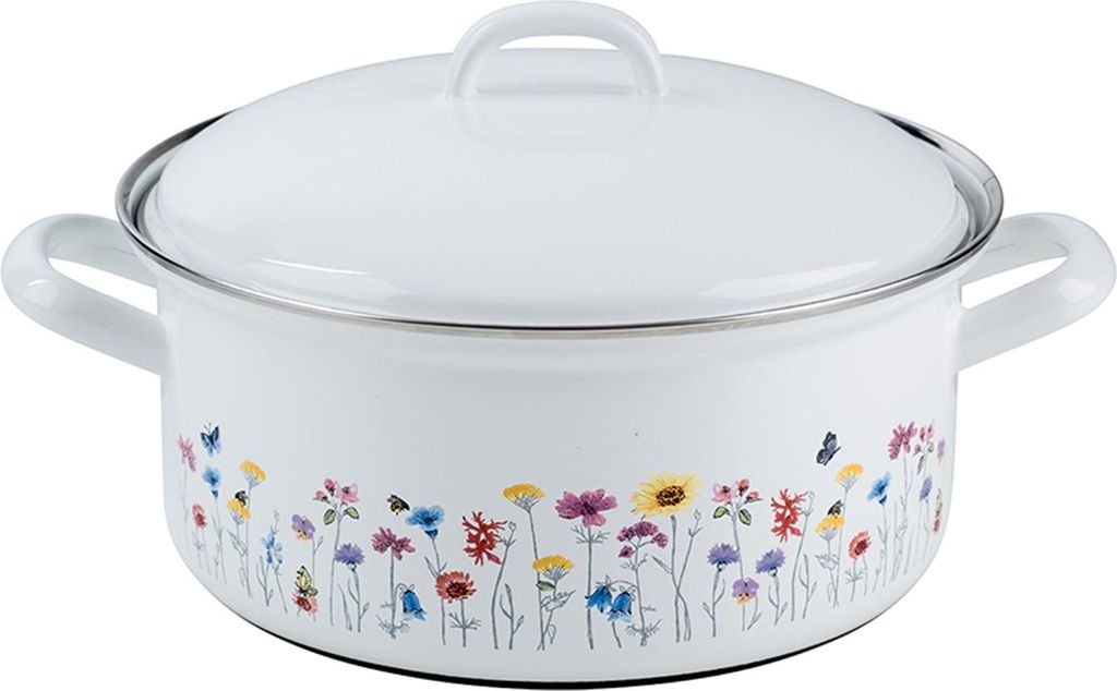 Riess Kasserolle Flora mit Deckel Ø20cm Emaille Country