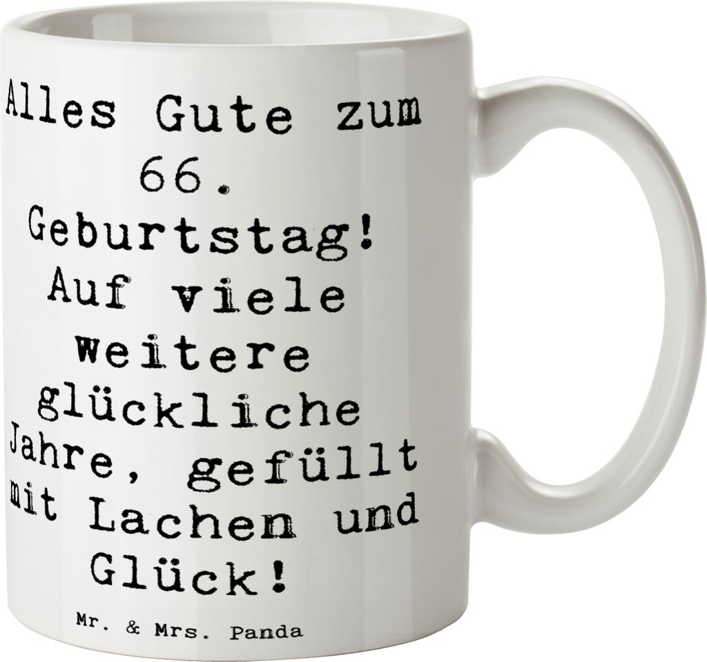Mr. & Mrs. Panda Kaffeetasse Spruch 66. Geburtstag Glückwünsche - Weiß - Geschenk, Geburtstagsspruch 66, Tasse, Jahre feiern, besondere Anlass, ...