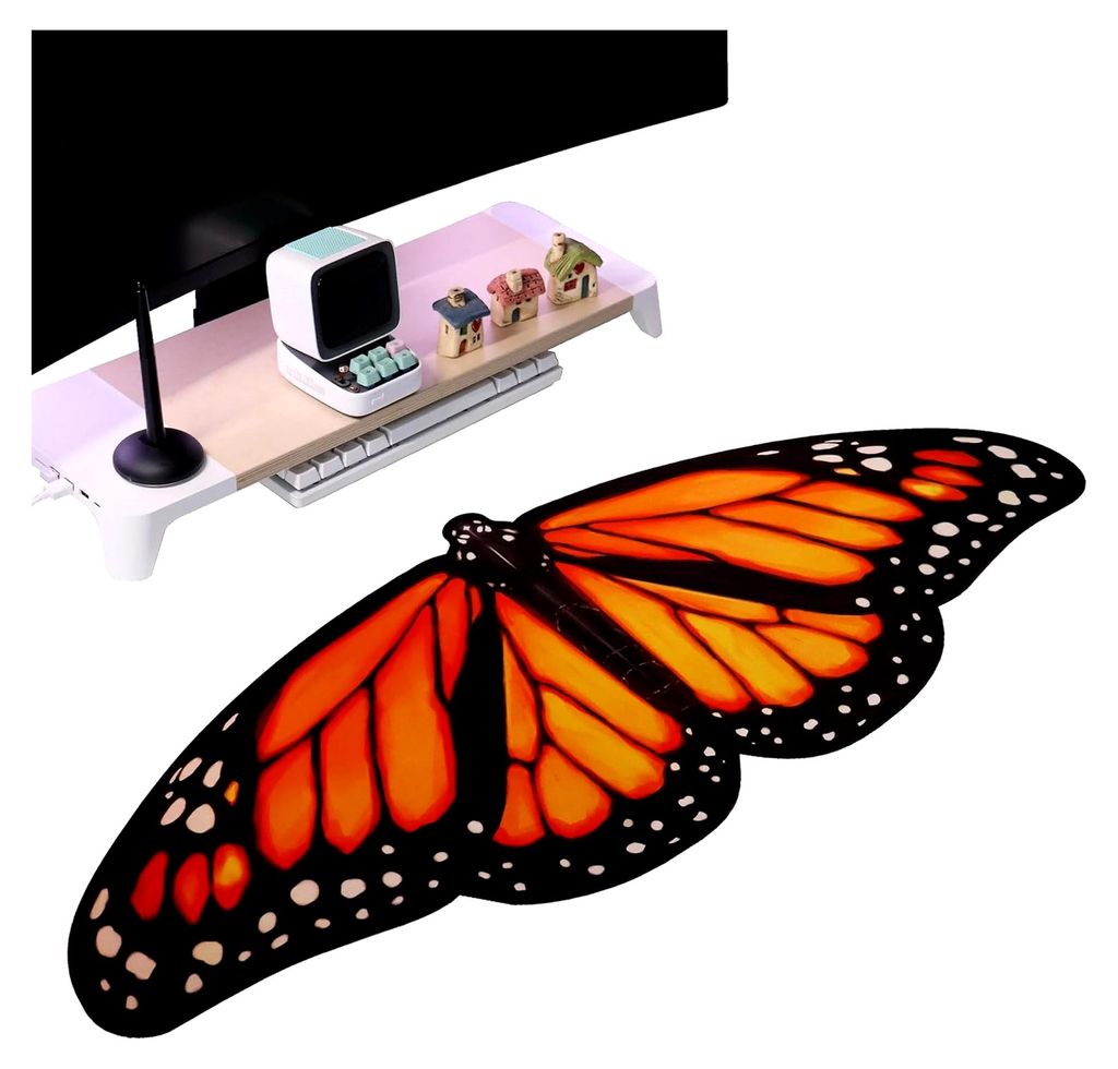 Schmetterling Schreibtischunterlage Mädchen | XXL Gaming Mauspad 900x400 | Tastatur Unterlage Schreibtisch Matte | Kawaii Mouse Pad Gaming Desk Ma...