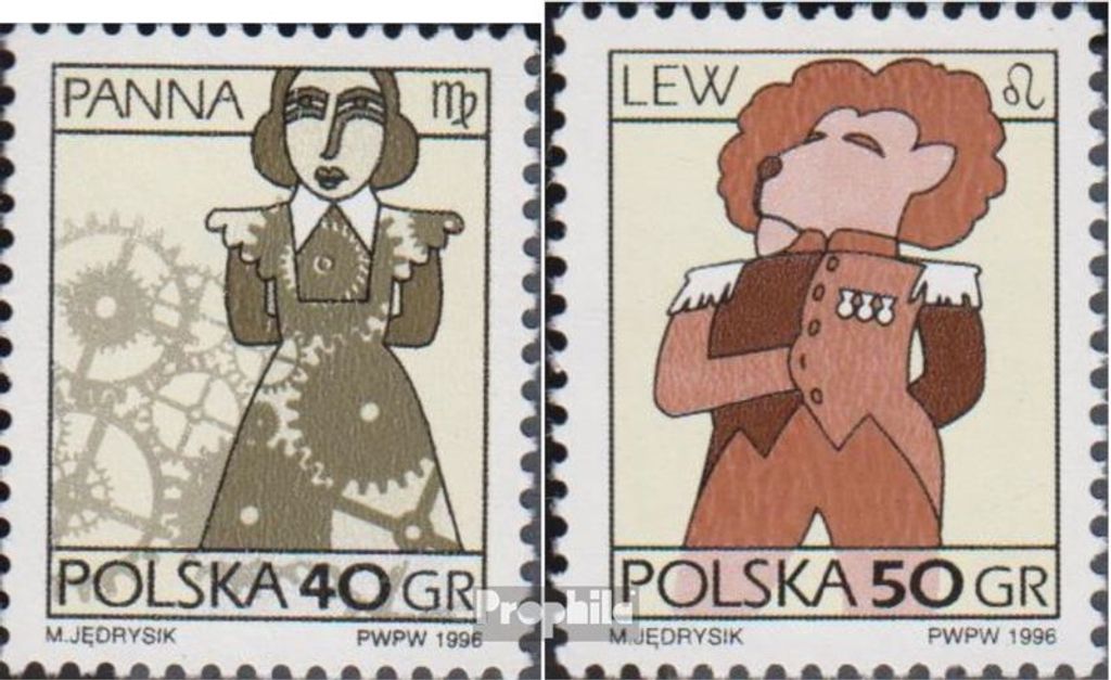 Briefmarken Polen 1996 Mi 3589y-3590y (kompl.Ausg.) floureszeirendes Papier postfrisch Tierkreiszeichen
