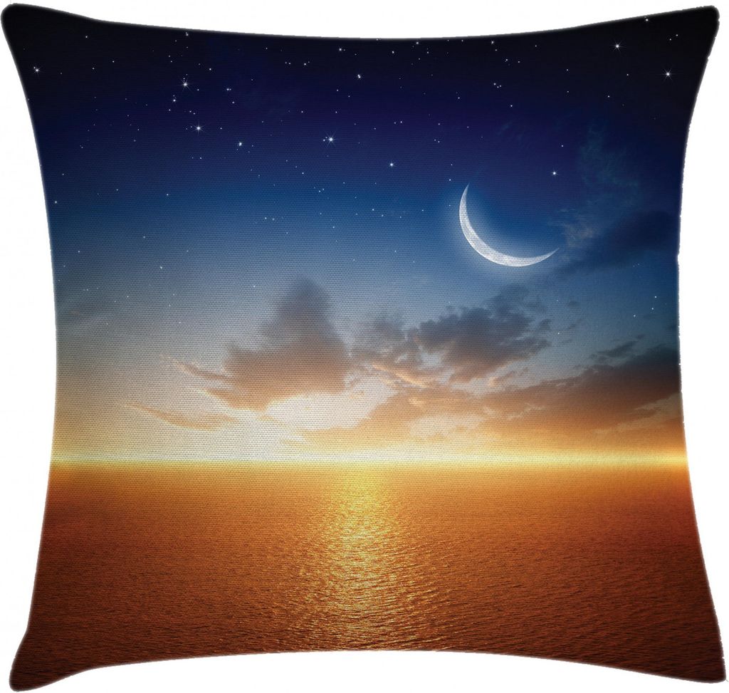 ABAKUHAUS Landschaft Kissenbezug, Sonnenuntergang Himmel Mond Sterne, Waschbar mit Reißverschluss Kissenhülle mit Farbfesten Klaren Farben Beidse...