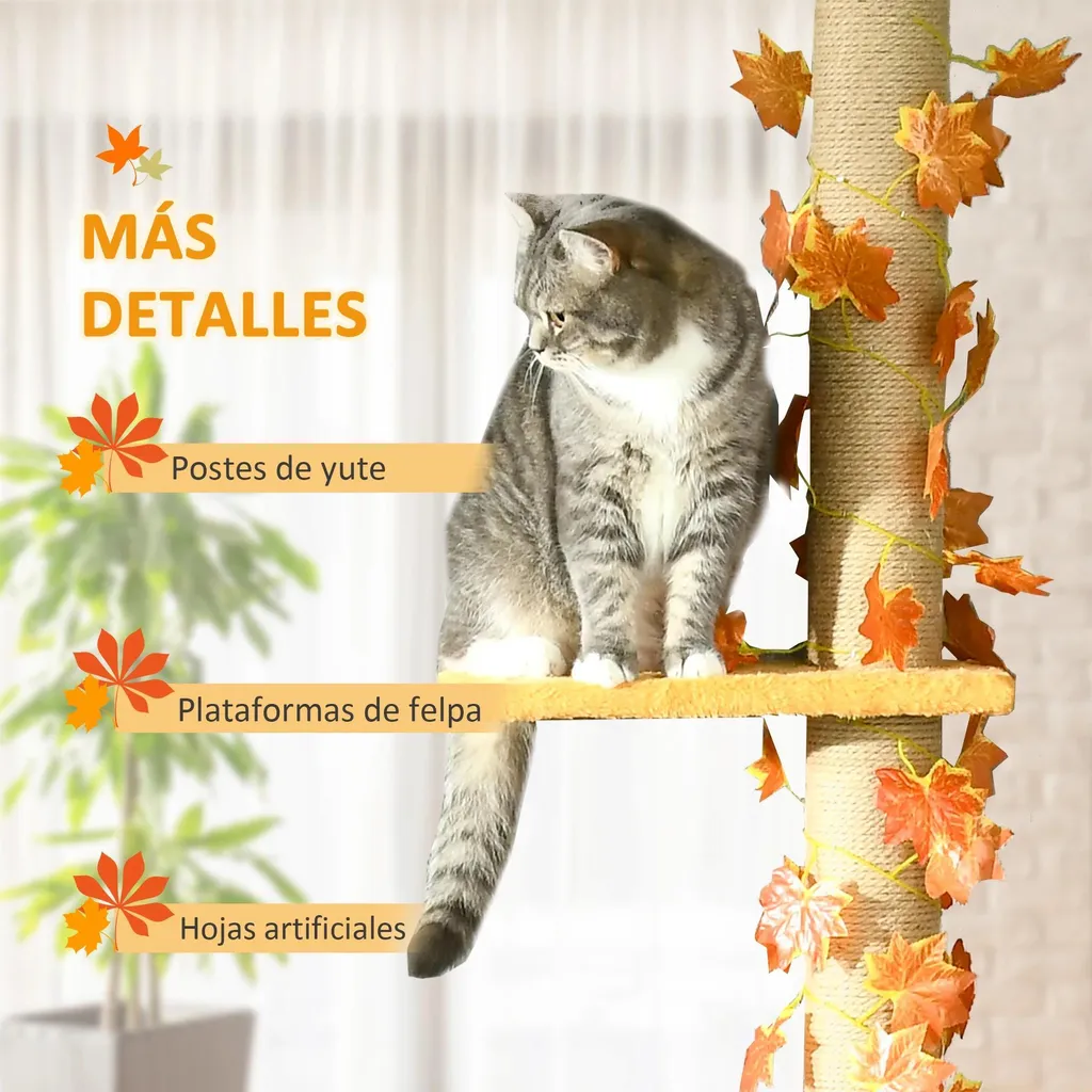 Arbre à chat stable sans perçage en bois pour protéger vos meubles - 6