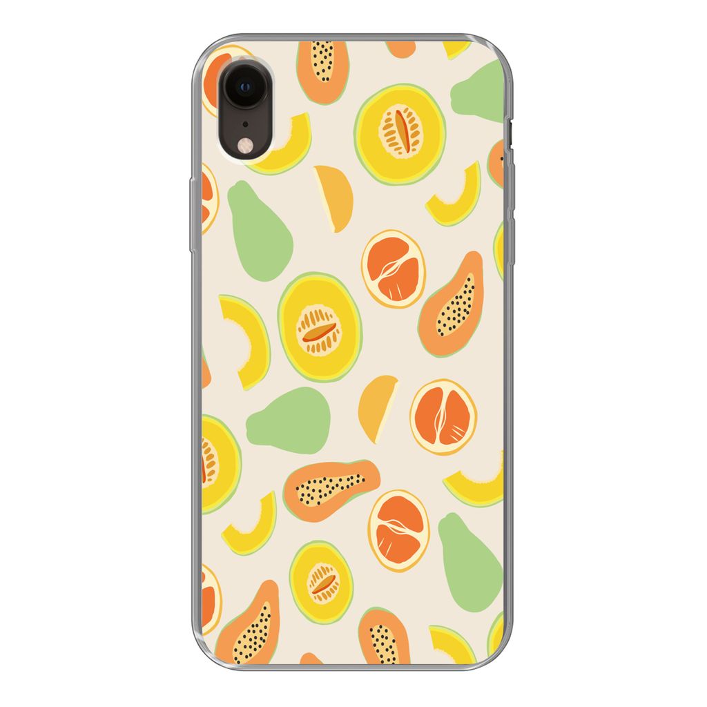 MuchoWow Handyhülle Schutzhülle Hülle für iPhone XR Obst - Muster - Melone Silikon Softcase Handy Hülle - Schutzdeckel