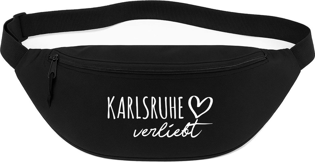 Huuraa Bauchtasche Karlsruhe verliebt 2,5 Liter Black Polyester Crossbody Bag Geschenkidee