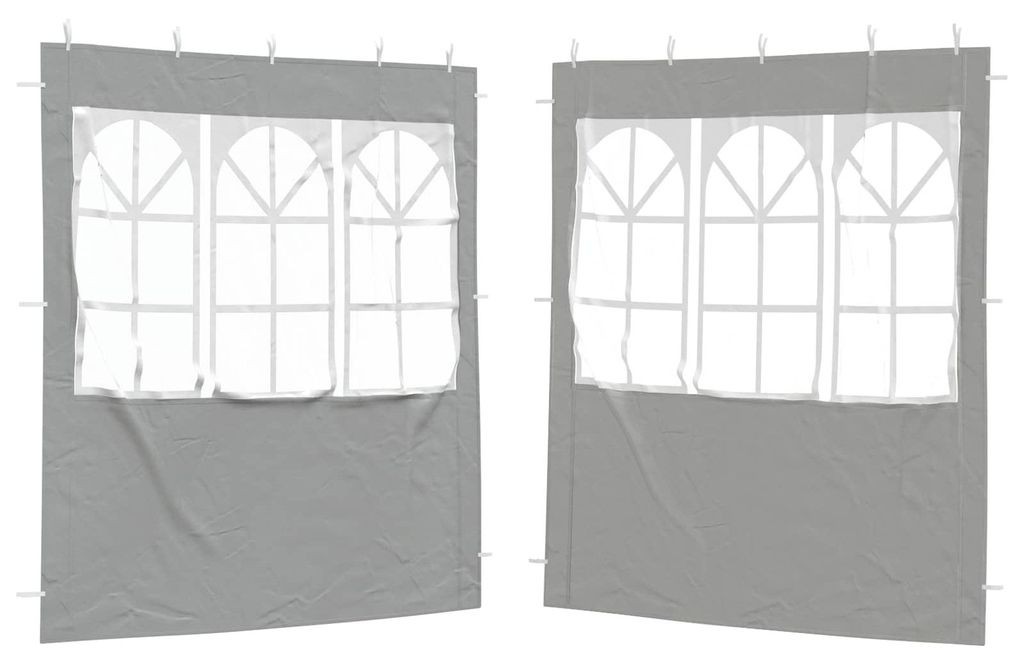 Party Zelt Seitenteil 2 pcs 200 x 195 cm Hellgrau PE und Stahl