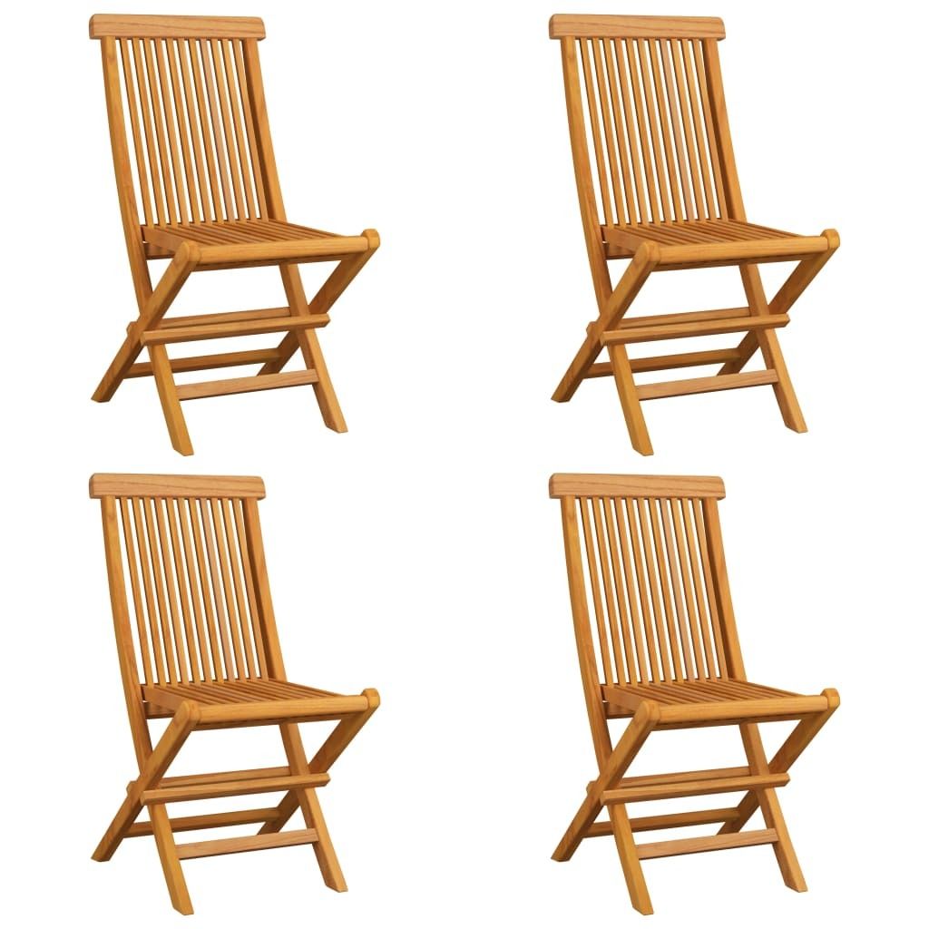 Maison Exclusive - Gartenstühle mit Schwarzen Kissen 4 Stk. Massivholz Teak