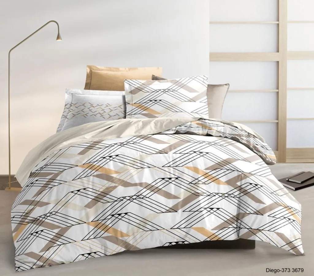 Parure de lit coton 240x220 cm Diego contre la chaleur - Blanc et Marron