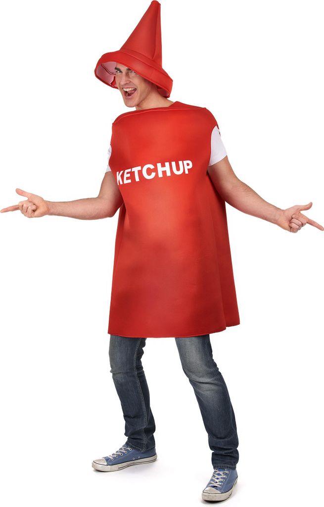 Ketchup-Kostüm Ketchub-Tube rot-weiss - Einheitsgröße Produktbild 