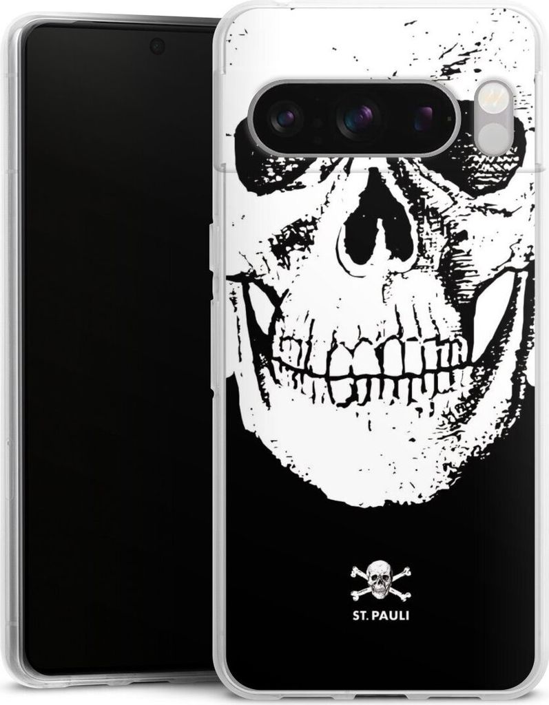 DeinDesign Handyhülle für Google Pixel 8 Pro Silikon Hülle Case Smartphone Schutzhülle FC St. Pauli Offizielles Lizenzprodukt Totenkopf