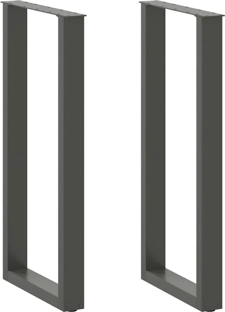 Gambe Tavolo Bar a U Antracite 40x100 cm | Set 2 Pezzi Acciaio Design