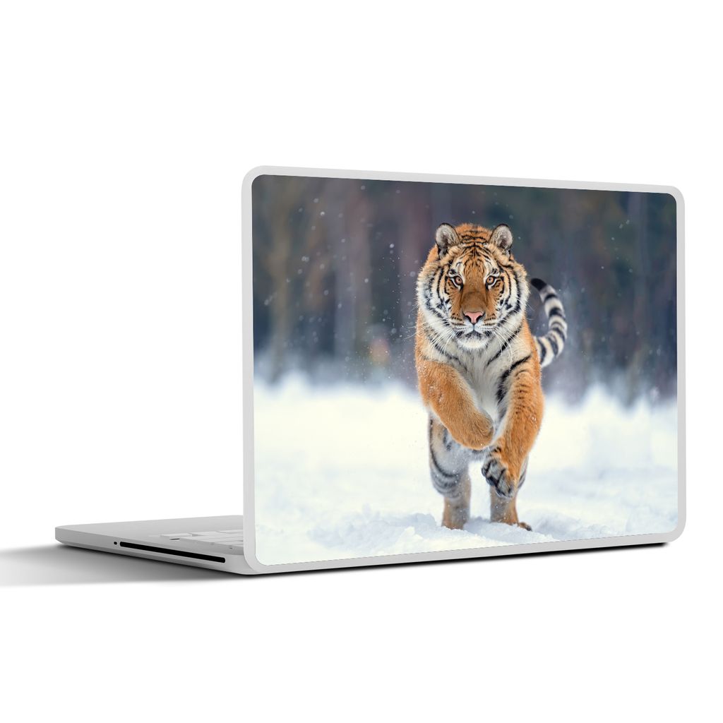 MuchoWow Laptop Aufkleber Sticker Cover Tiger - Landschaft - Schnee - Tiere 32.5x23.5 cm - Sticker für Laptop - Selbstklebend