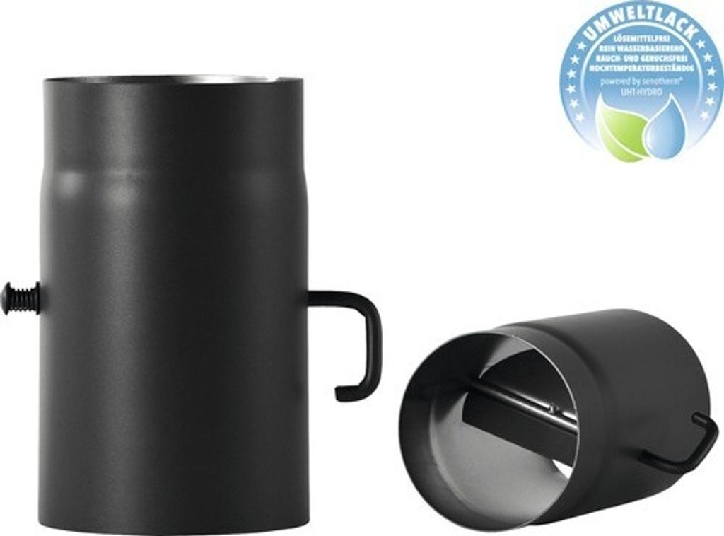 Ofenrohr Bertrams Ø 120 mm senotherm UHT-Hydro schwarz 0,25 m mit Drosselklappe
