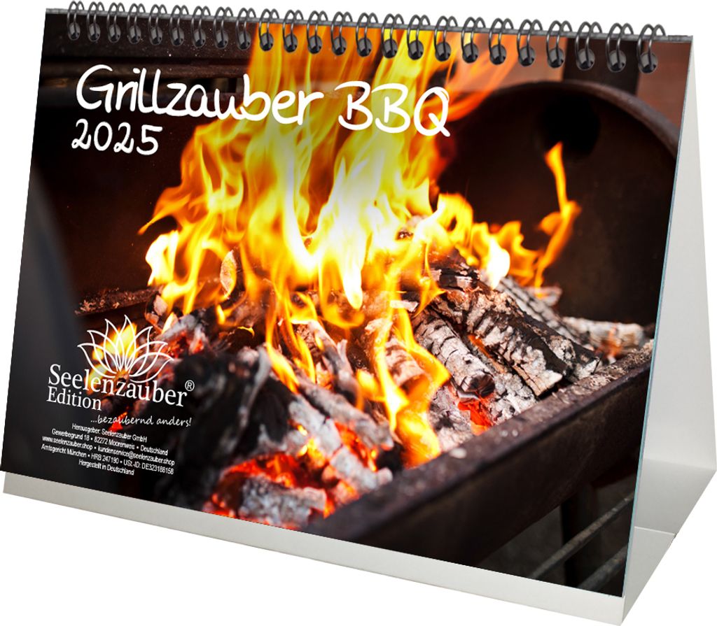 Grillzauber BBQ DIN A5 Tischkalender für 2025 Feuer Flamme Wärme - Seelenzauber