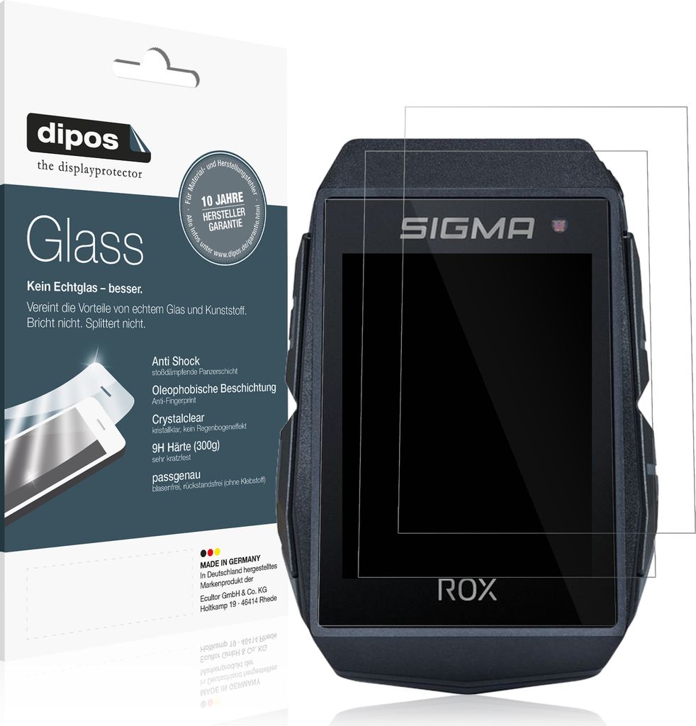 2x Schutzfolie für Sigma Rox 11.1 - Anti-Shock 9H Folie dipos Glass Kunststoffglas