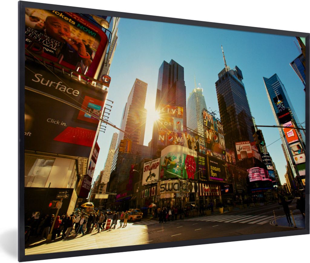 MuchoWow Gerahmtes Poster New York - Amerika - Billboard 90x60 cm - Poster mit Schwarzem Bilderrahmen Wandposter Rahmen Foto Bilder - Fotorahmen ...