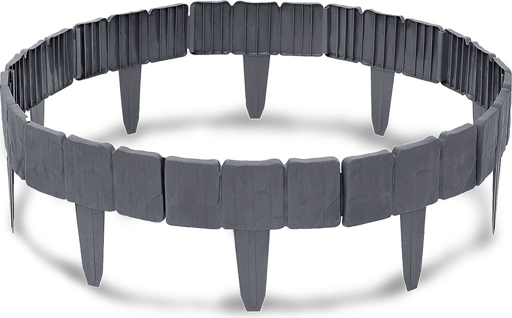 NAIZY Rasenkante Kunststoff 17,5m Steinoptik Garden Border aus Polypropylen, Mähkante Beetumrandung Palisade Garten dekorativ, 70 Stücke, Anthrazit