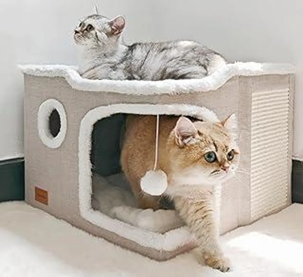 Grande Cuccia Grotta Gatto 40cm: Casetta Cubo con Tiragraffi Sisal