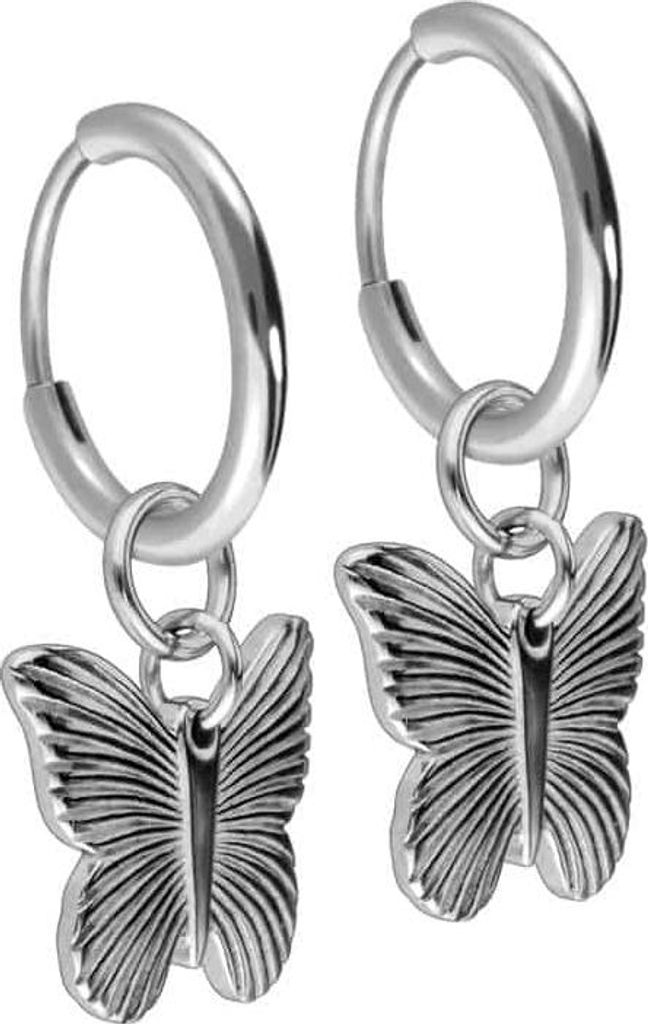 Titan Ohrclicker Creolen SCHMETTERLING Silber Innendurchmesser: 10mm + Designstärke: 1,6mm