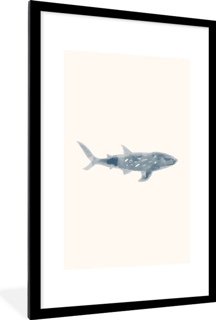 MuchoWow MuchoWow Gerahmtes Poster Meerestiere - Meer - Wasserfarben 60x90 cm - Poster mit zchwarzem Bilderrahmen - Dekoration - Wandposter Woh...