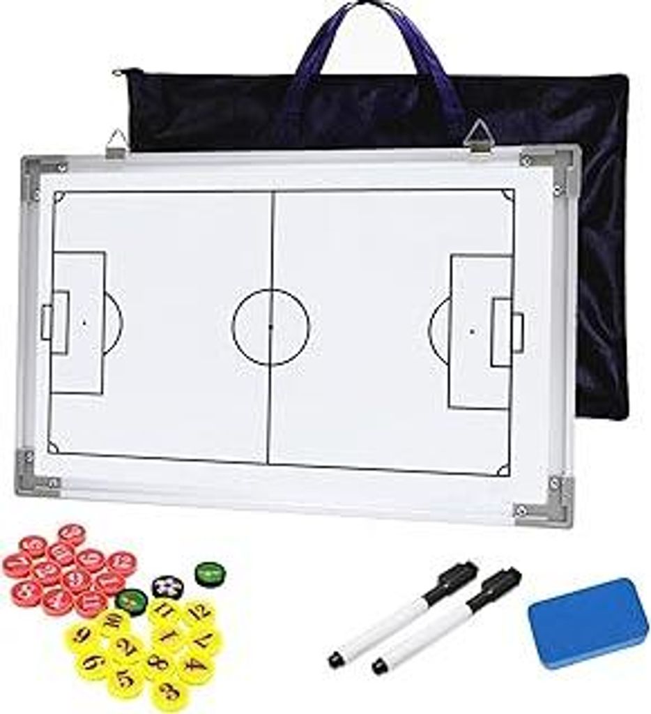 Coaches Fußball Taktiktafel, Trainingsausrüstung Trainingszubehör, Beidseitiger Druck, 43X30,5CM, mit Magnete, Stifte und Radiergummi - Ideal f...