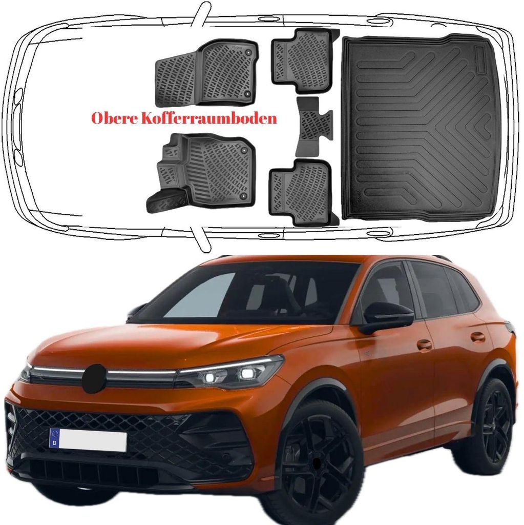 3D Auto Fußmatten & Obere Kofferraumwanne Set Kompatibel Produktbild 