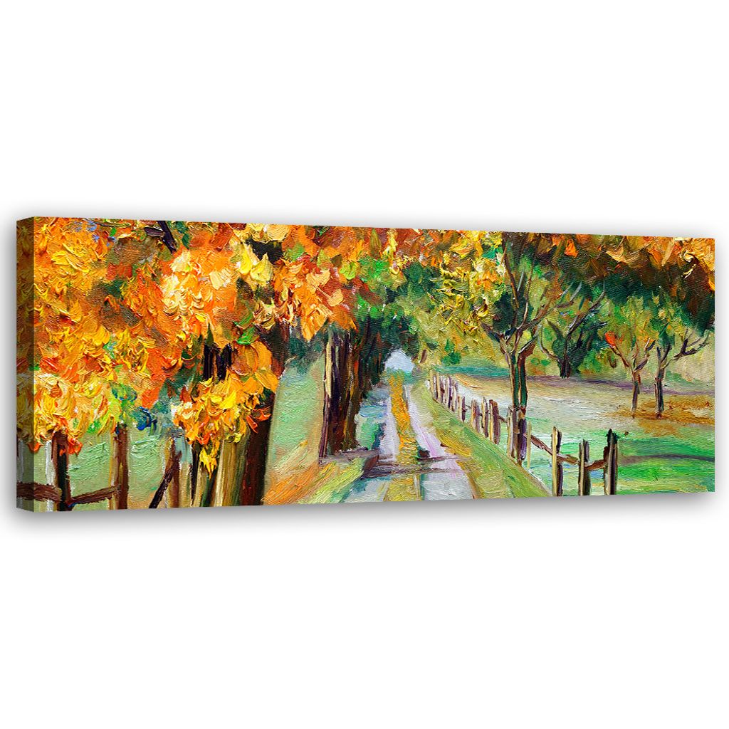 Leinwandbild Herbstbäume gemalt 120x40 Feeby Gelb bild für die wand bereit zum aufhängen