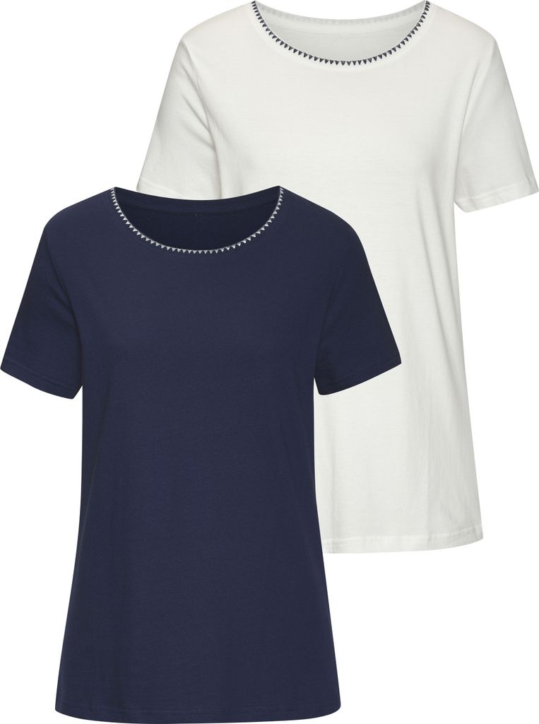 VIVANCE T-Shirt 2 -teilig blau, creme Größe 44/46