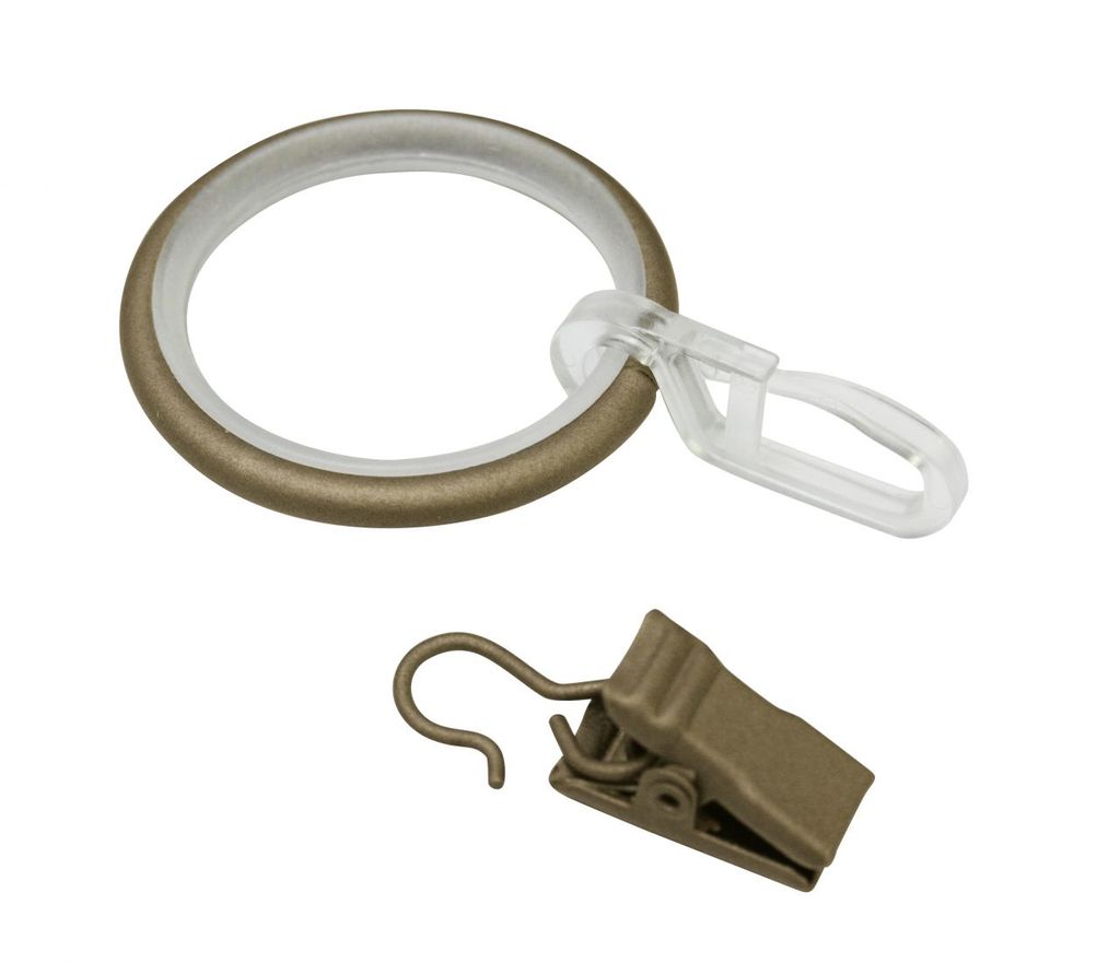 Gardini 32444 Metallische Ringen mit Schiebeverschluss, Falzklammern und Clip, Metall, für Ø 19 mm Cappuccino, 10er-Pack, 3,9/3 cm