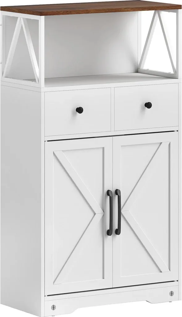 Meuble de rangement colonne blanc avec tiroirs pour salon et cuisine