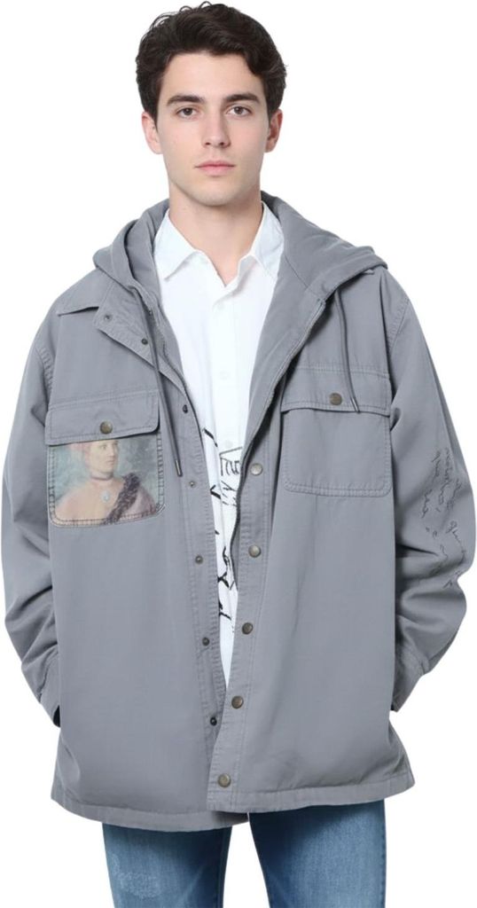 Desigual Chucho Herren-Hemdjacke mit Kapuze grau M