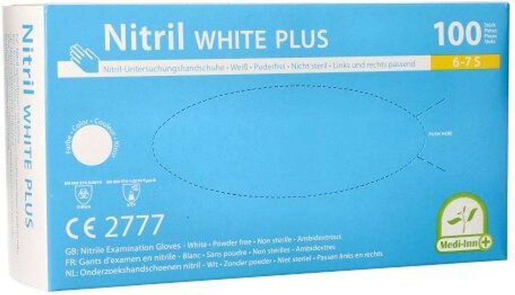 "Medi-Inn PS" Handschuhe, Nitril puderfrei "White Plus" weiss Größe S