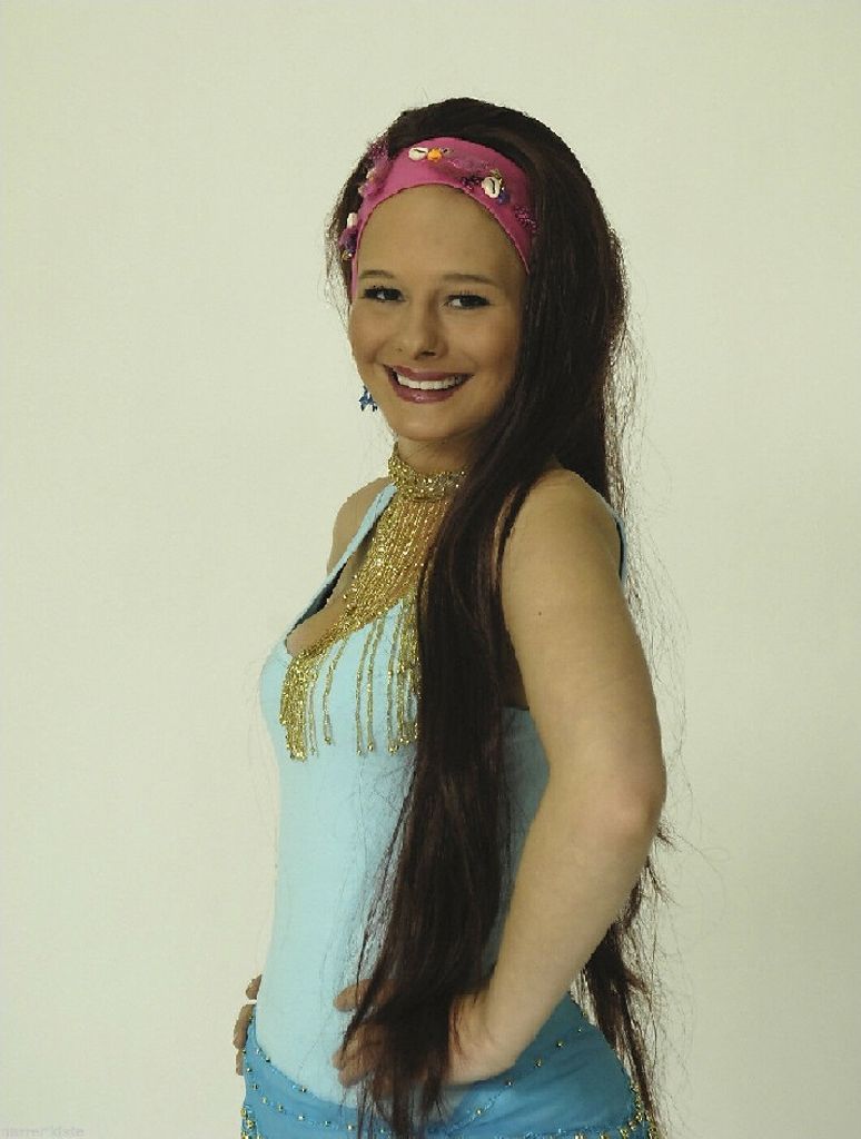 K11277931 schokobraun Mädchen Damen Langhaar Hippie Perücke Produktbild 