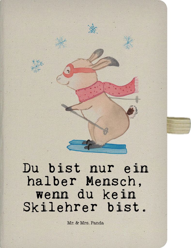 Mr. & Mrs. Panda Journal Skilehrer Herz - Transparent - Geschenk, Notizbuch kariert, Skizzenbuch, Schreibbuch, Kladde