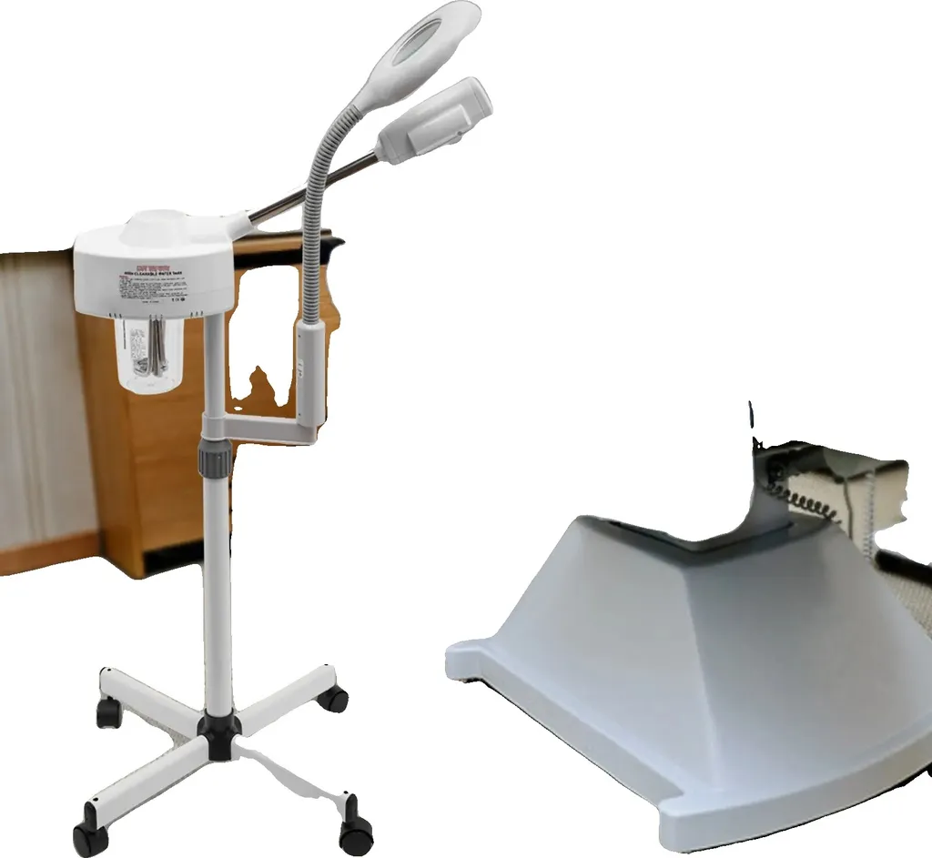 Vaporisateur facial avec loupe 5x et pied ajustable pour esthétique