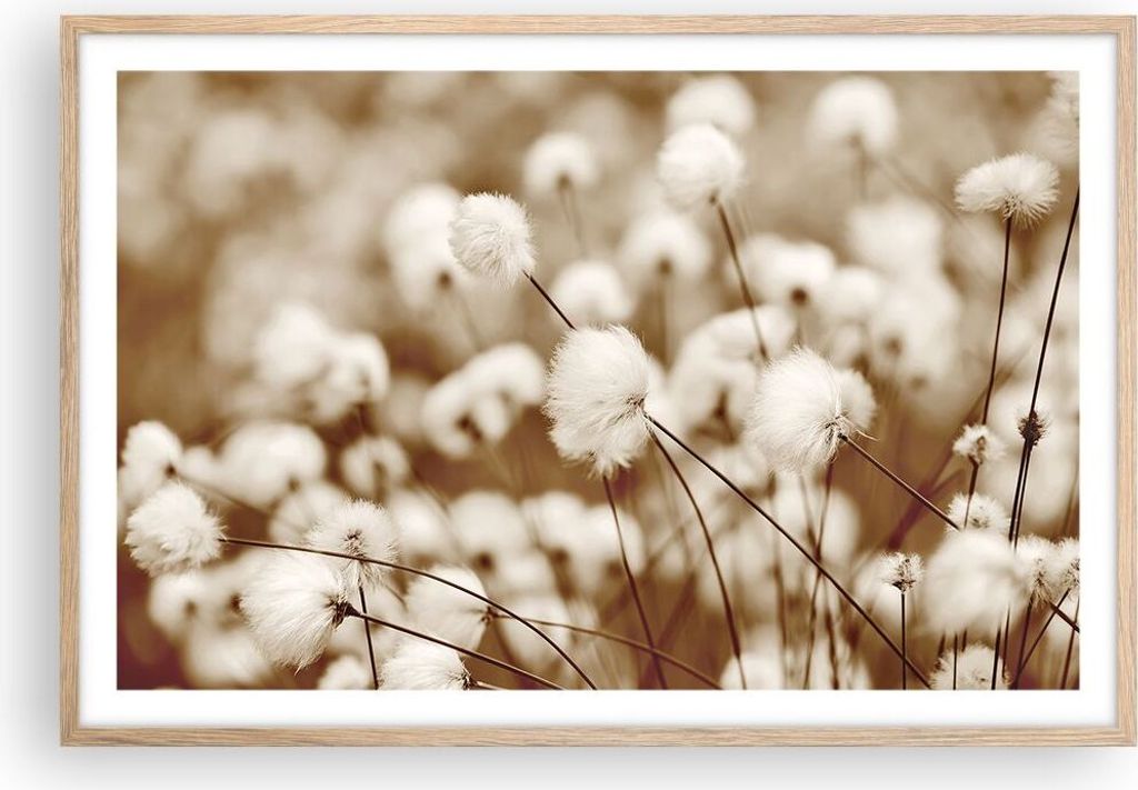 Gerahmtes Poster - Rahmen in heller Eiche - Baumwolle Boho Wollig - 91,5x61 cm - Wand Bild - Wanddeko - Wandbilder - Kunstposter - Wandposter - Bil...