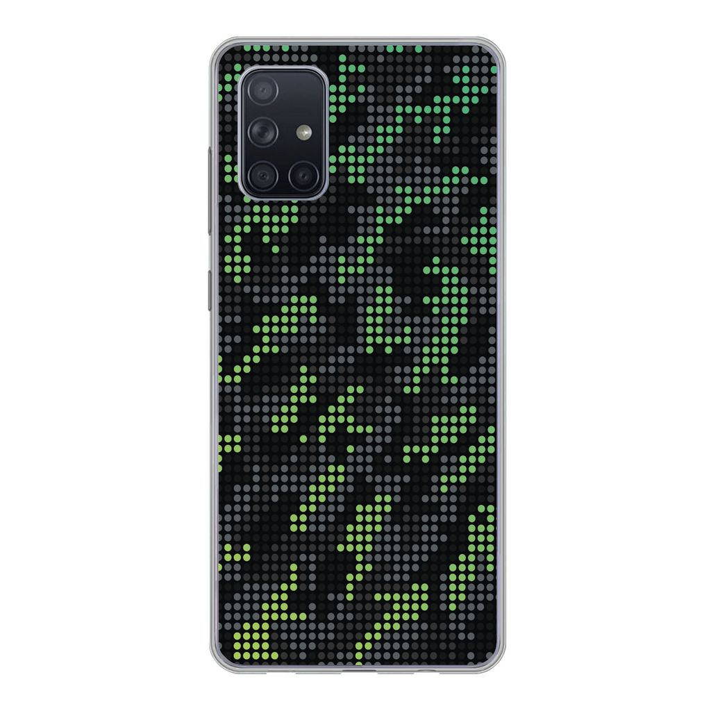 MuchoWow Handyhülle Schutzhülle Hülle für Samsung Galaxy A51 5G Camouflage-Muster aus grünen und grauen Punkten Silikon Softcase Handy Hüll...