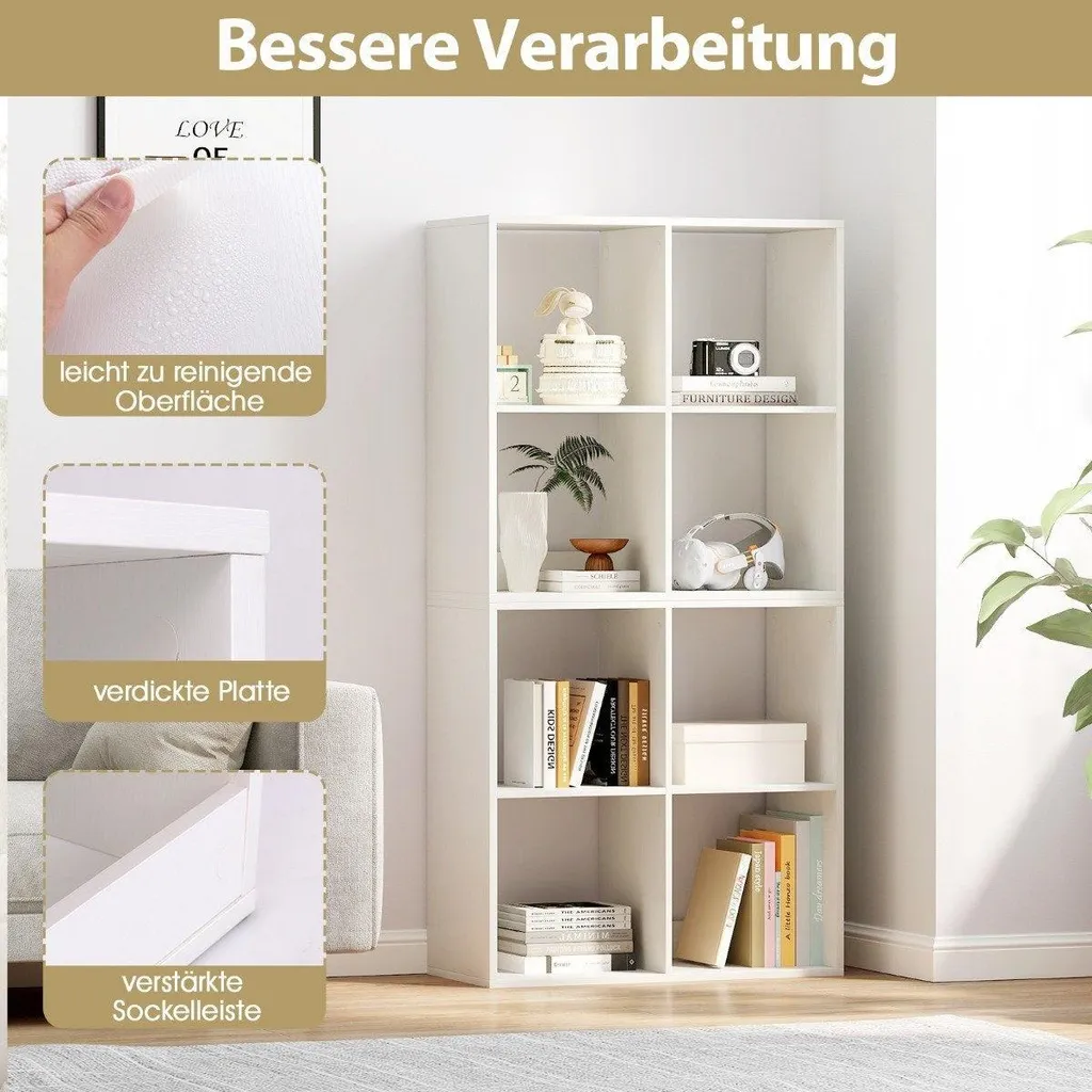 Bibliothèque étagère ouverte 4 cases design blanc mat robuste et stable - 4