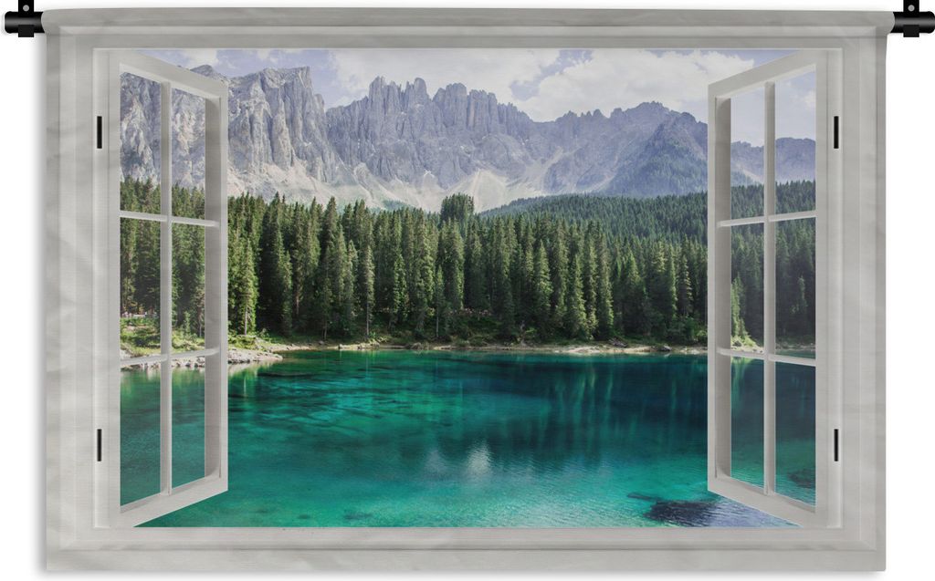 MuchoWow Wandteppich Wandbehang Aussicht - Bäume - Wasser 60x40 cm Tapisserie Dekoration Wandtuch - Wanddekorationen