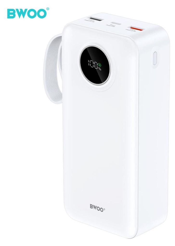 Bwoo Power Bank 22,5W 30000 Mah Z Wyświetlaczem Lcd Biały Zdjęcie produktu 
